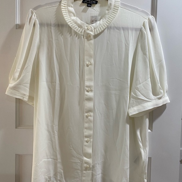 J. Crew Tops - J. Crew White Button Down Shirt with Ruffled Collar